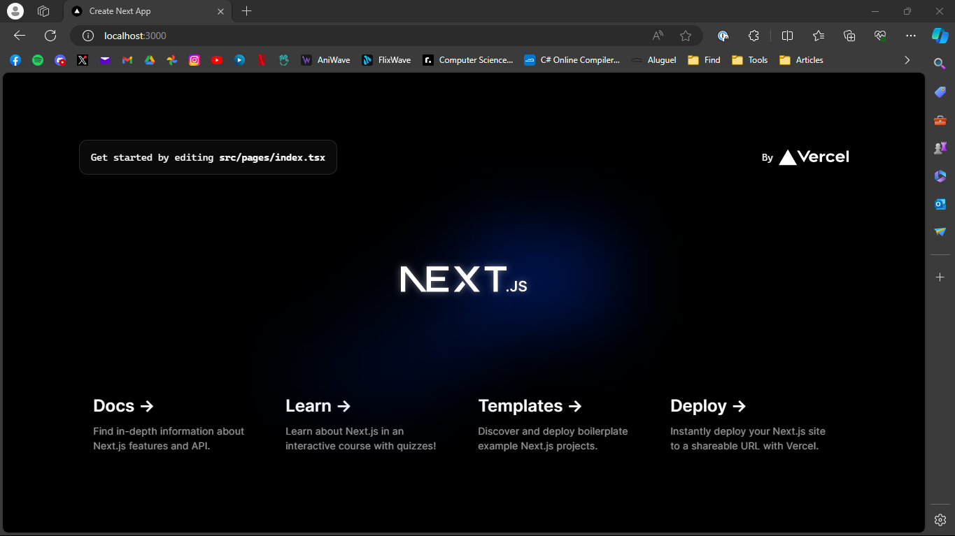 Tela padrão  do app NextJS